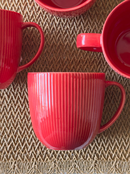Ribbed Rim Mug Red