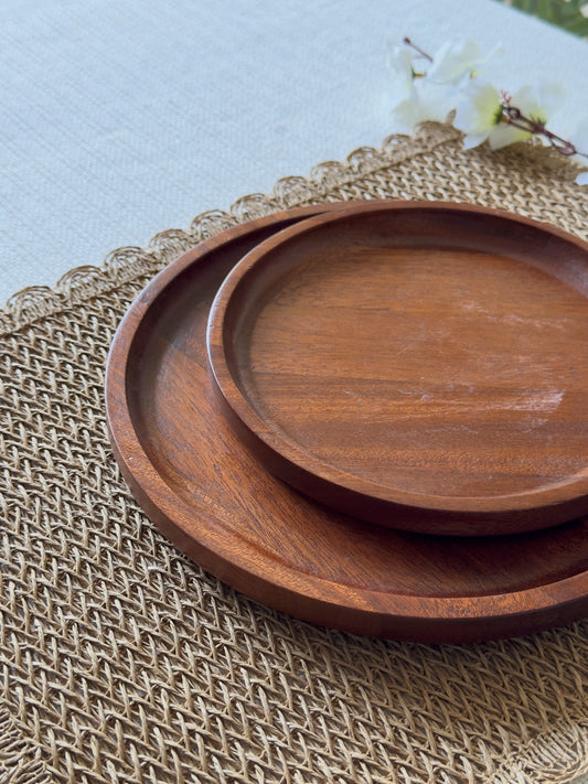 Wooden Rim Plate Set