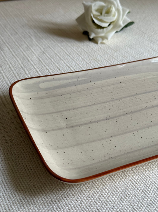 Cloudstone Luxe Serving Platter — reactive glaze finish in soft cloud-grey tones | Shape N Style Home