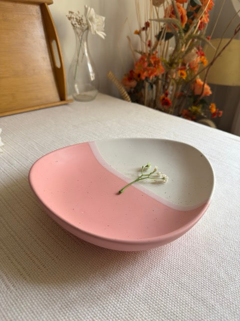 Blush Rose Tri Serving Platter Small — blush pink & ivory matte finish | Shape N Style Home