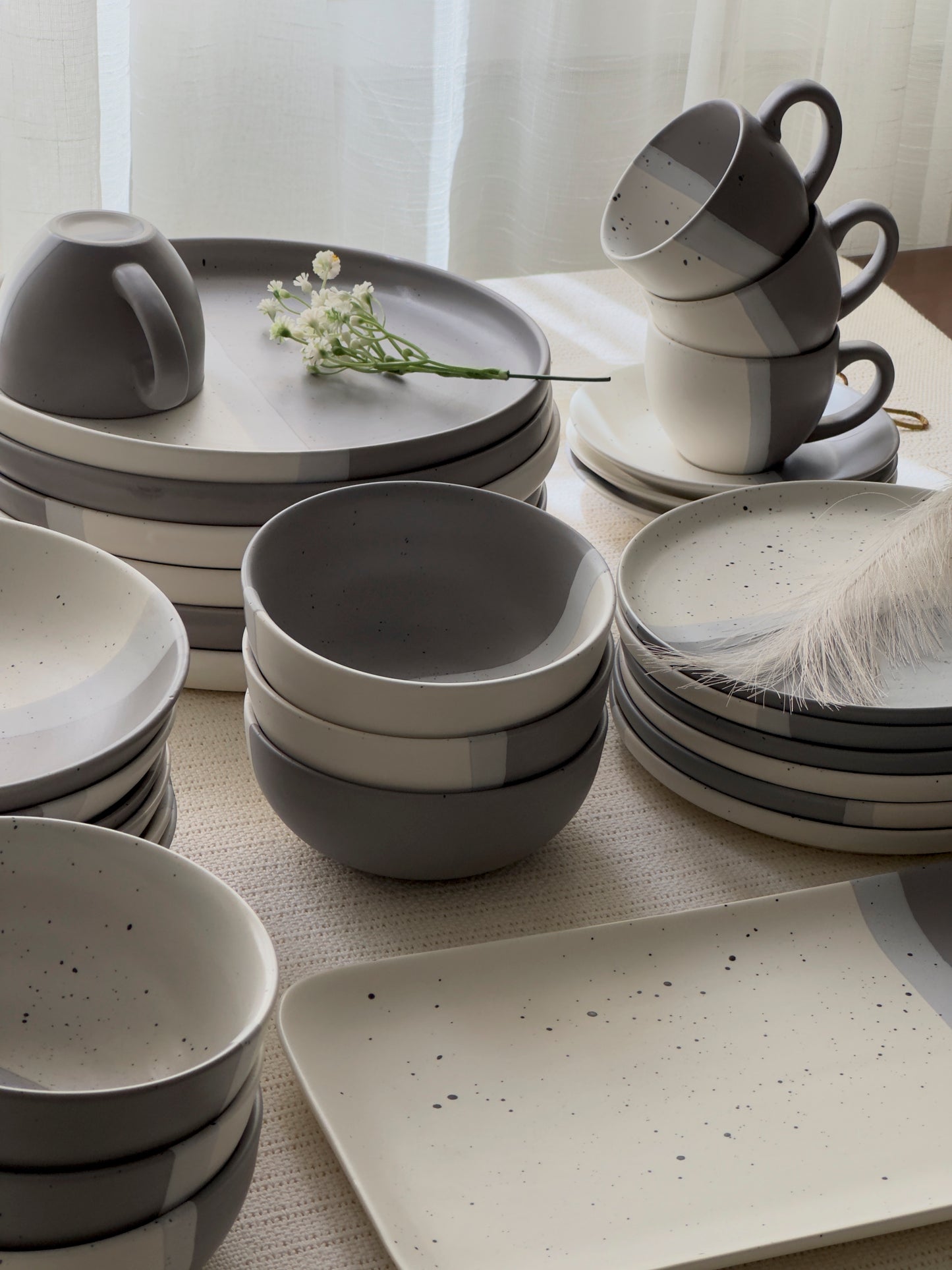 Ashen Pearl Dinner Set 38 Pcs