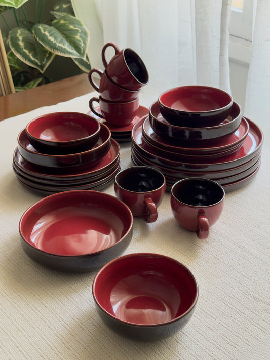 Crimson Ember Luxe Dinner Set 36 Pcs