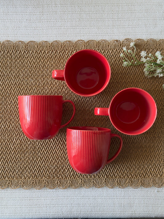 Ribbed Rim Mug Red