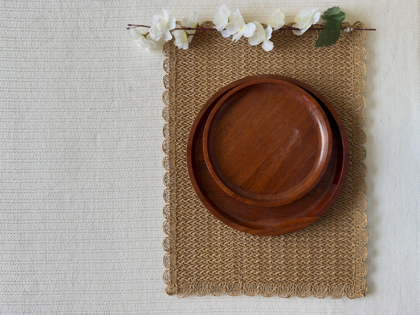 Wooden Rim Plate Set