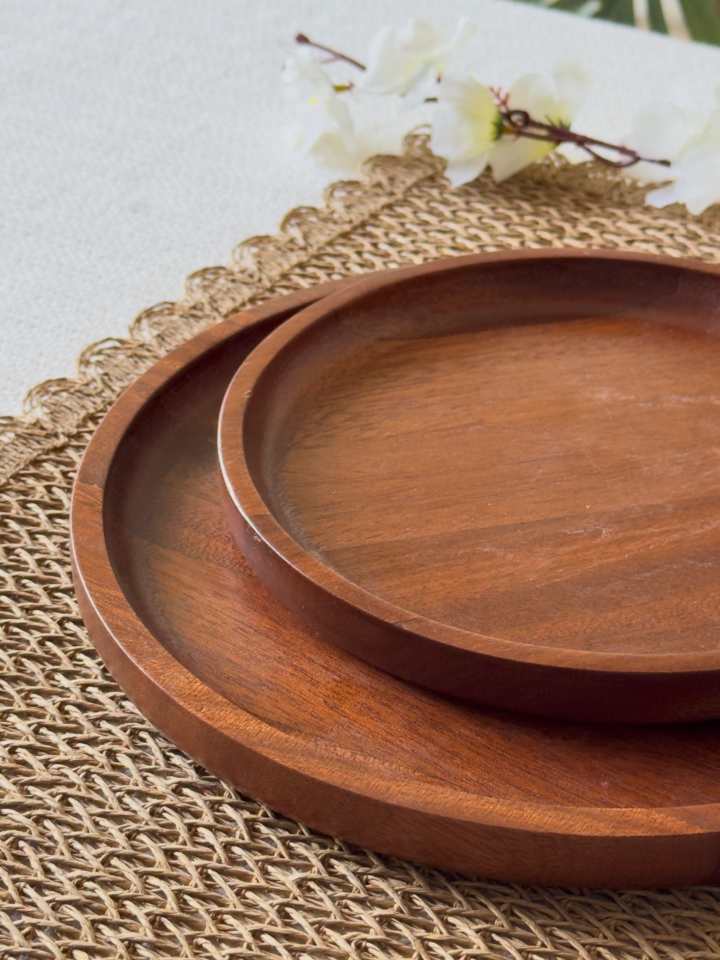 Wooden Rim Plate Set