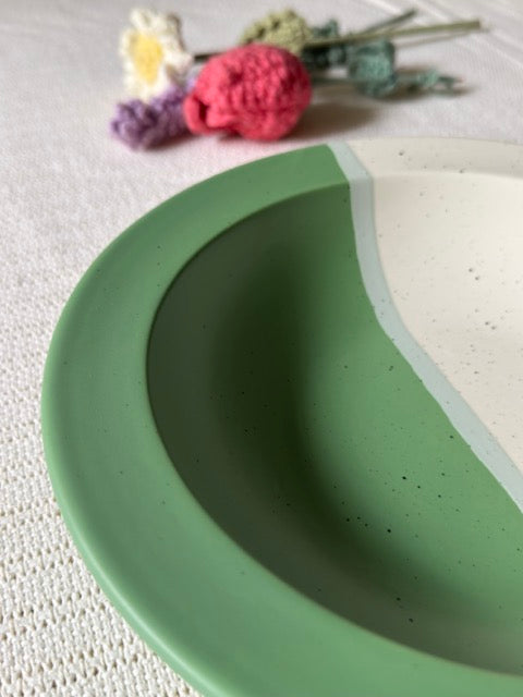 Sage Meadow Soup Bowl — two-tone matte finish in sage green & white with speckled detailing | Shape N Style Home