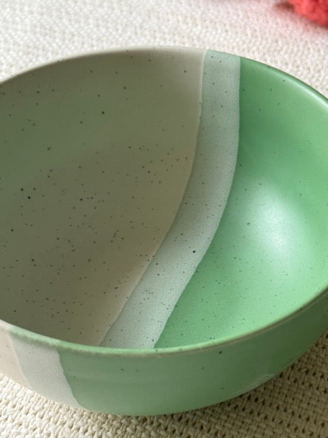 Sage Meadow Cereal Bowl — two-tone matte finish in sage green & white with speckled detailing | Shape N Style Home