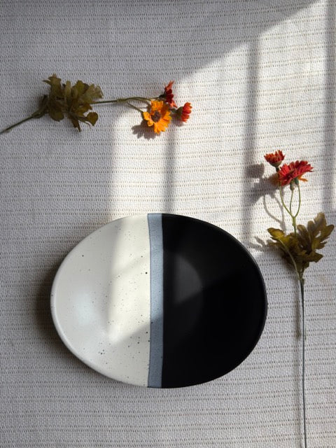 Monaco Noir Hummus Platter — matte black finish with speckled detailing | Shape N Style Home