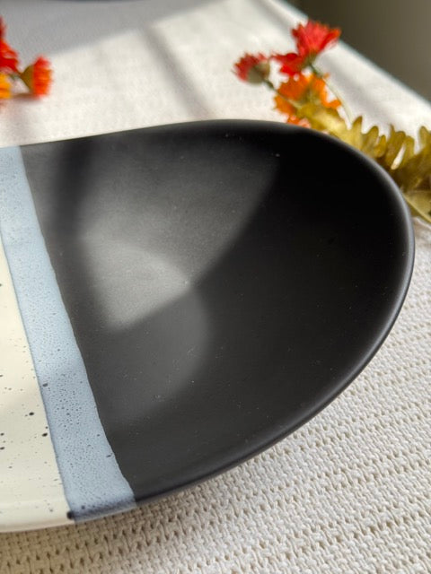 Monaco Noir Hummus Platter — matte black finish with speckled detailing | Shape N Style Home