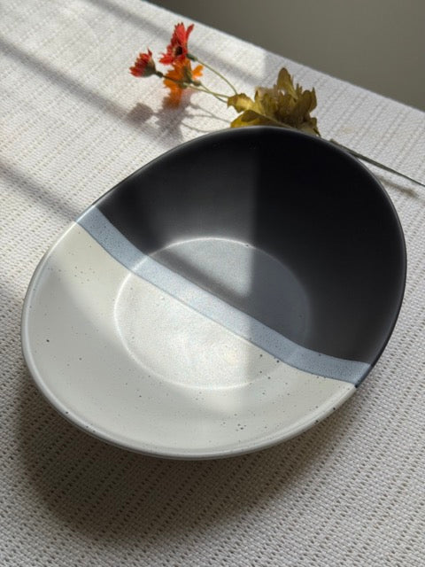 Monaco Noir Hummus Platter — matte black finish with speckled detailing | Shape N Style Home
