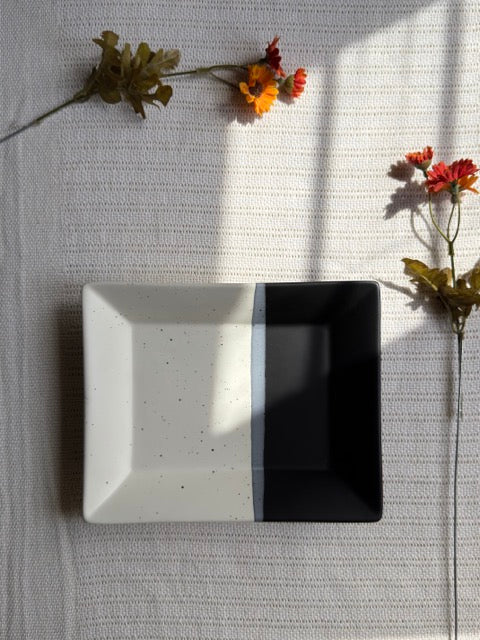 Monaco Noir Tray Platter — matte black finish with speckled detailing | Shape N Style Home