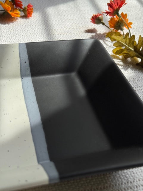 Monaco Noir Tray Platter — matte black finish with speckled detailing | Shape N Style Home