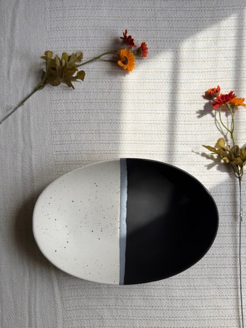Monaco Noir Gravy Platter — matte black finish with speckled detailing | Shape N Style Home