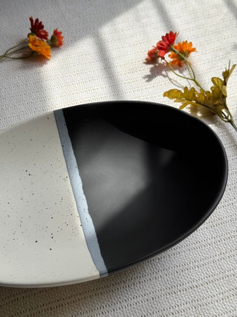 Monaco Noir Gravy Platter — matte black finish with speckled detailing | Shape N Style Home