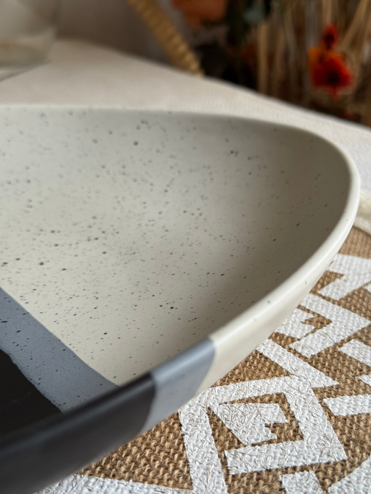 Monaco Noir Tri Serving Platter — matte black finish with speckled detailing | Shape N Style Home
