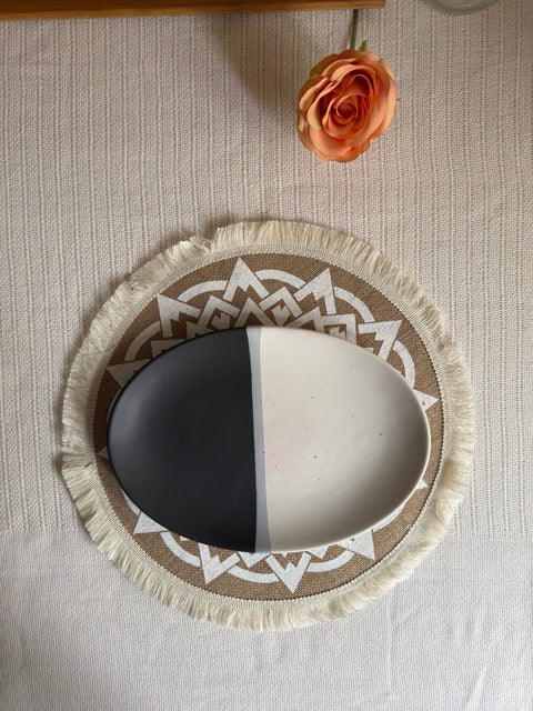 Monaco Noir Serving Platter — matte black finish with speckled detailing | Shape N Style Home
