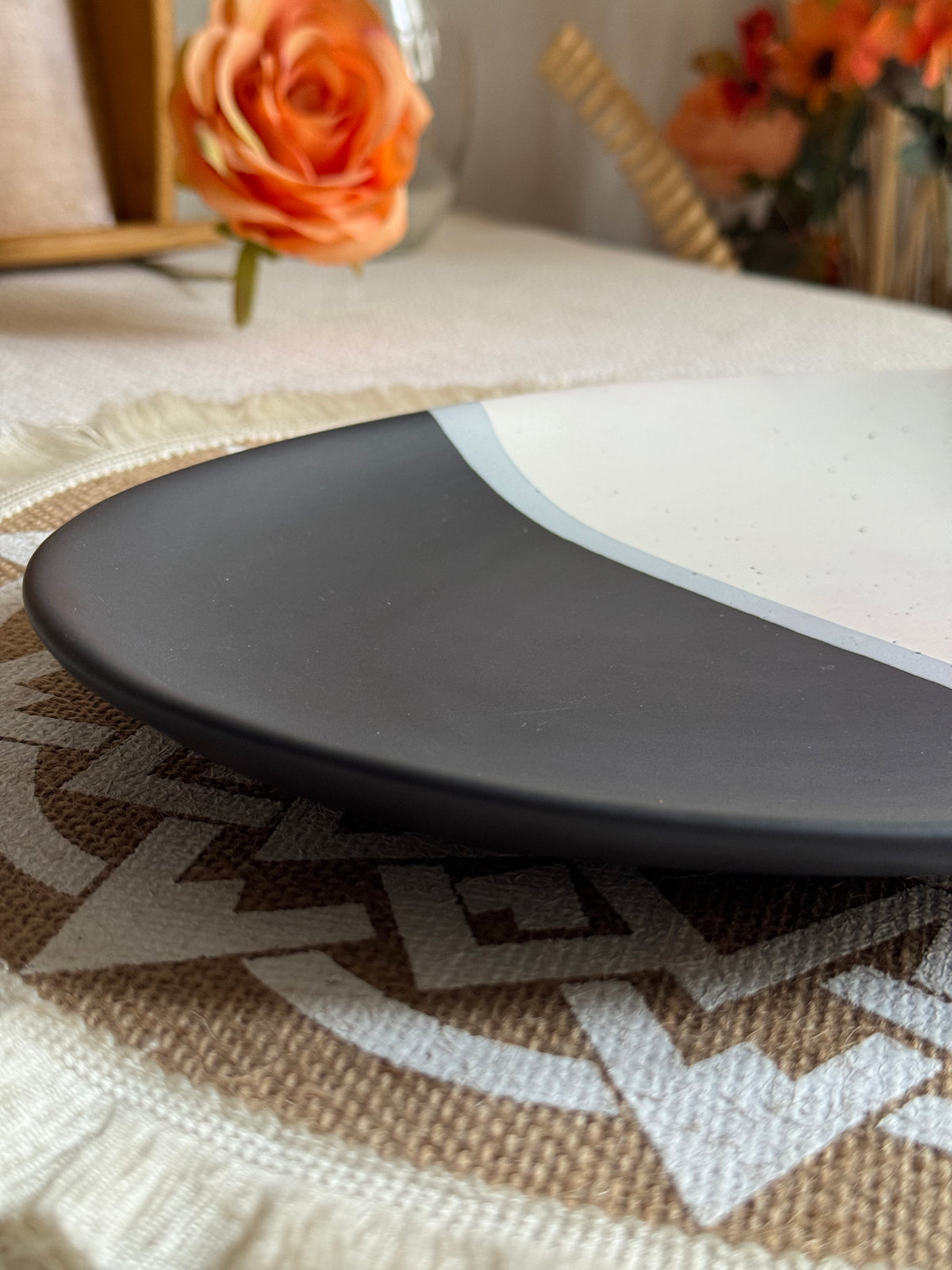 Monaco Noir Serving Platter — matte black finish with speckled detailing | Shape N Style Home