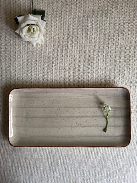 Cloudstone Luxe Serving Platter — reactive glaze finish in soft cloud-grey tones | Shape N Style Home