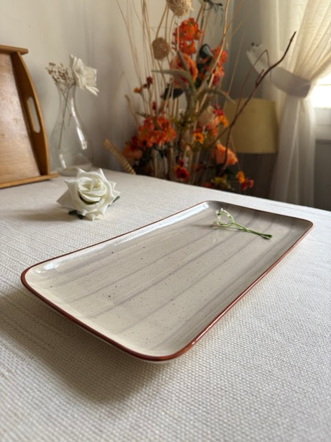 Cloudstone Luxe Serving Platter — reactive glaze finish in soft cloud-grey tones | Shape N Style Home