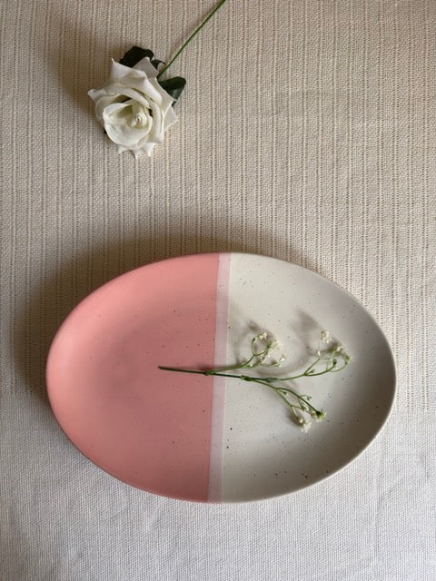 Blush Rose Serving Plate — blush pink & ivory matte finish | Shape N Style Home
