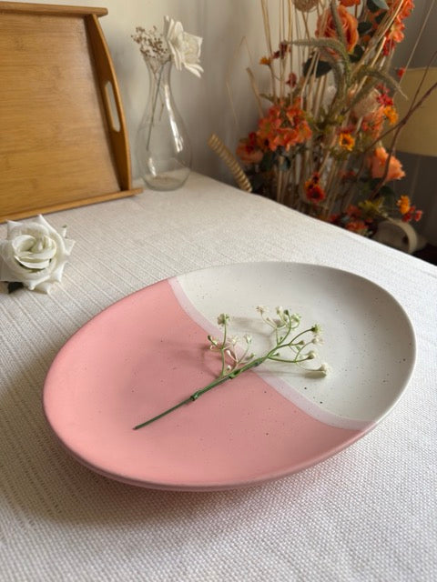 Blush Rose Serving Plate — blush pink & ivory matte finish | Shape N Style Home