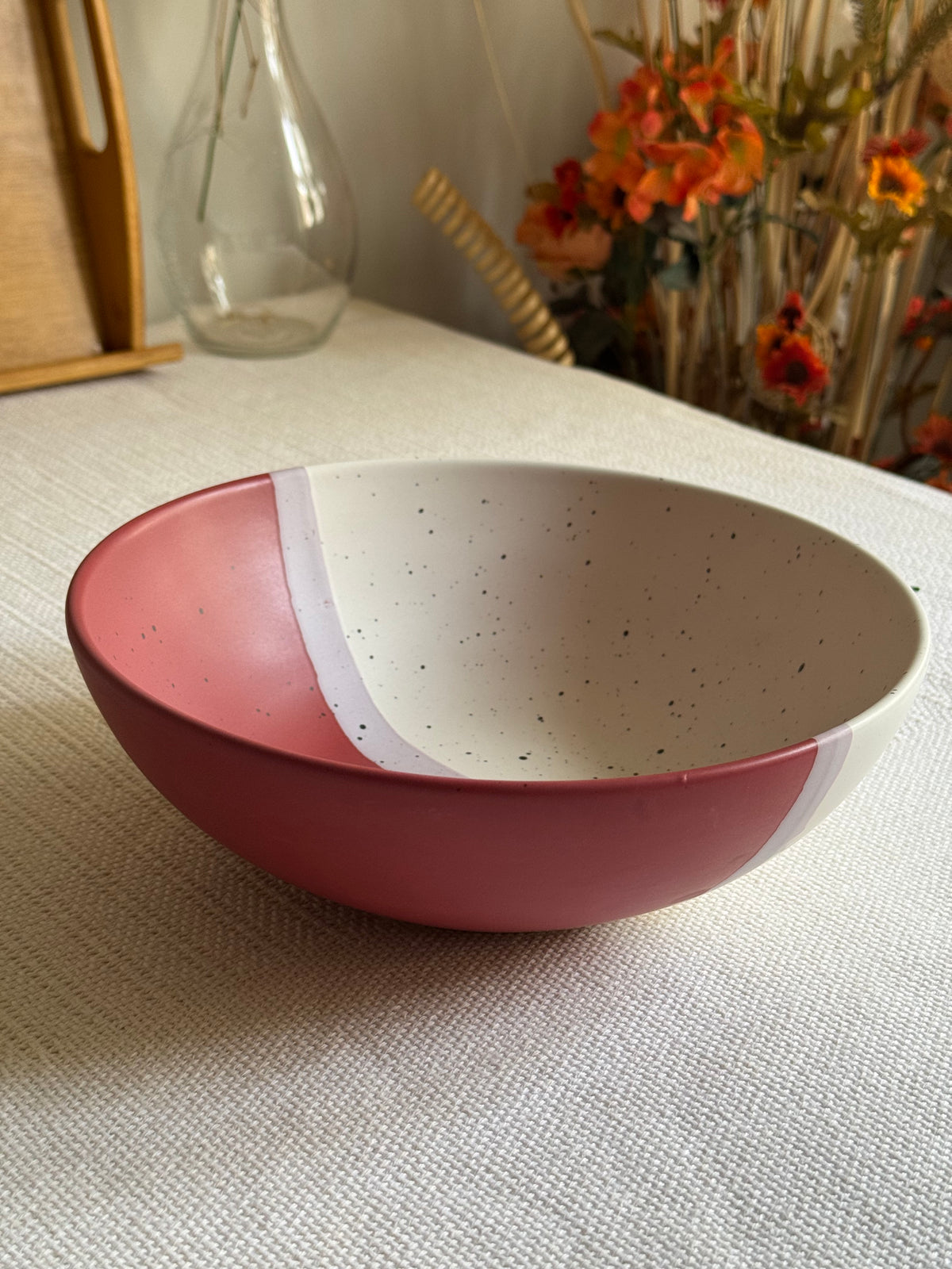 Rose Canvas Serving Bowl — matte finish with sprinkle texture | Shape N Style Home