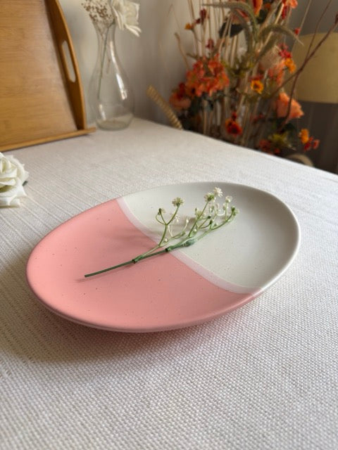 Blush Rose Serving Platter Small — blush pink & ivory matte finish | Shape N Style Home
