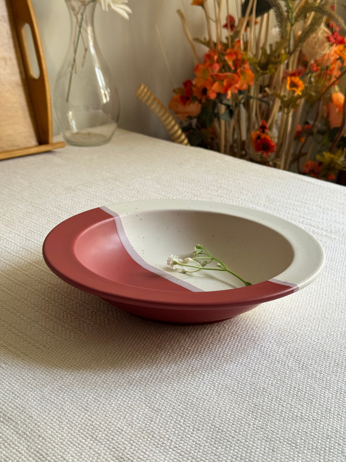 Rose Canvas Soup Bowl — matte finish with sprinkle texture | Shape N Style Home