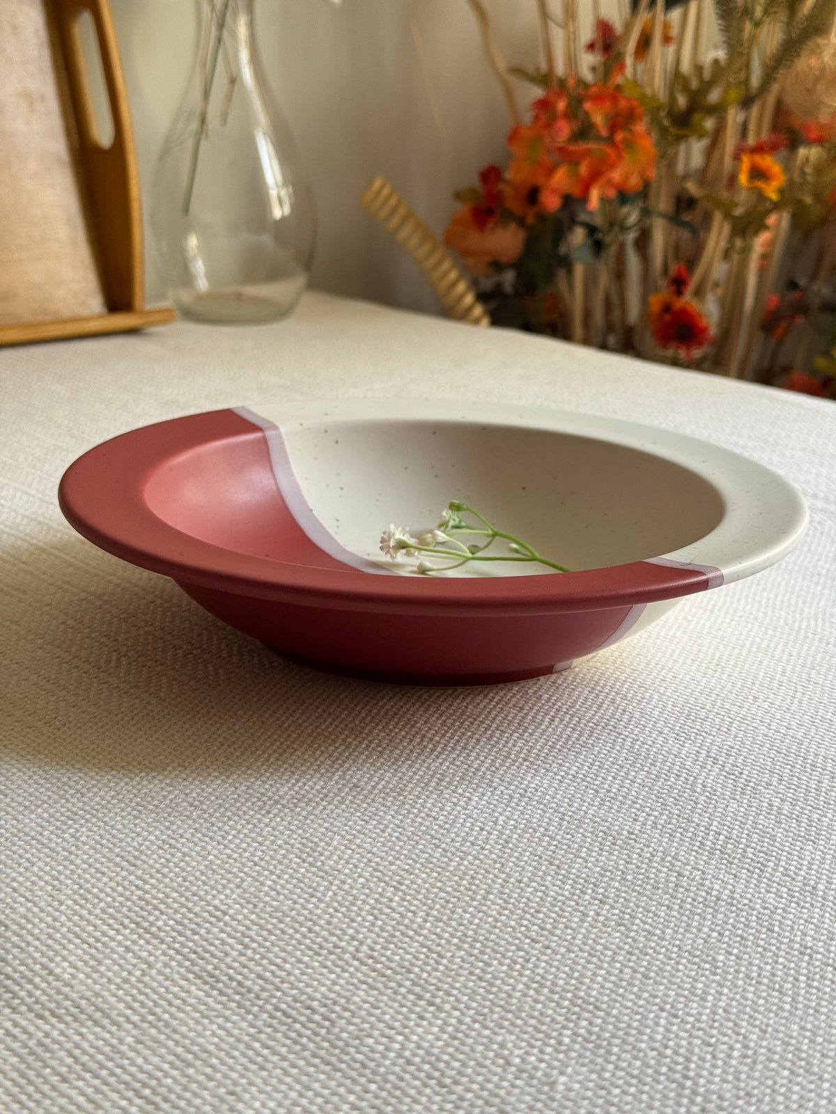 Rose Canvas Soup Bowl — matte finish with sprinkle texture | Shape N Style Home
