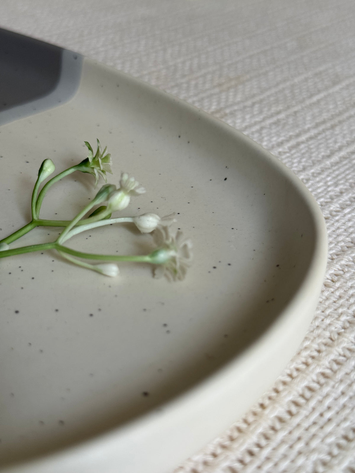 Ashen Pearl Snack Platter — two-tone ash grey & pearl white matte finish | Shape N Style Home