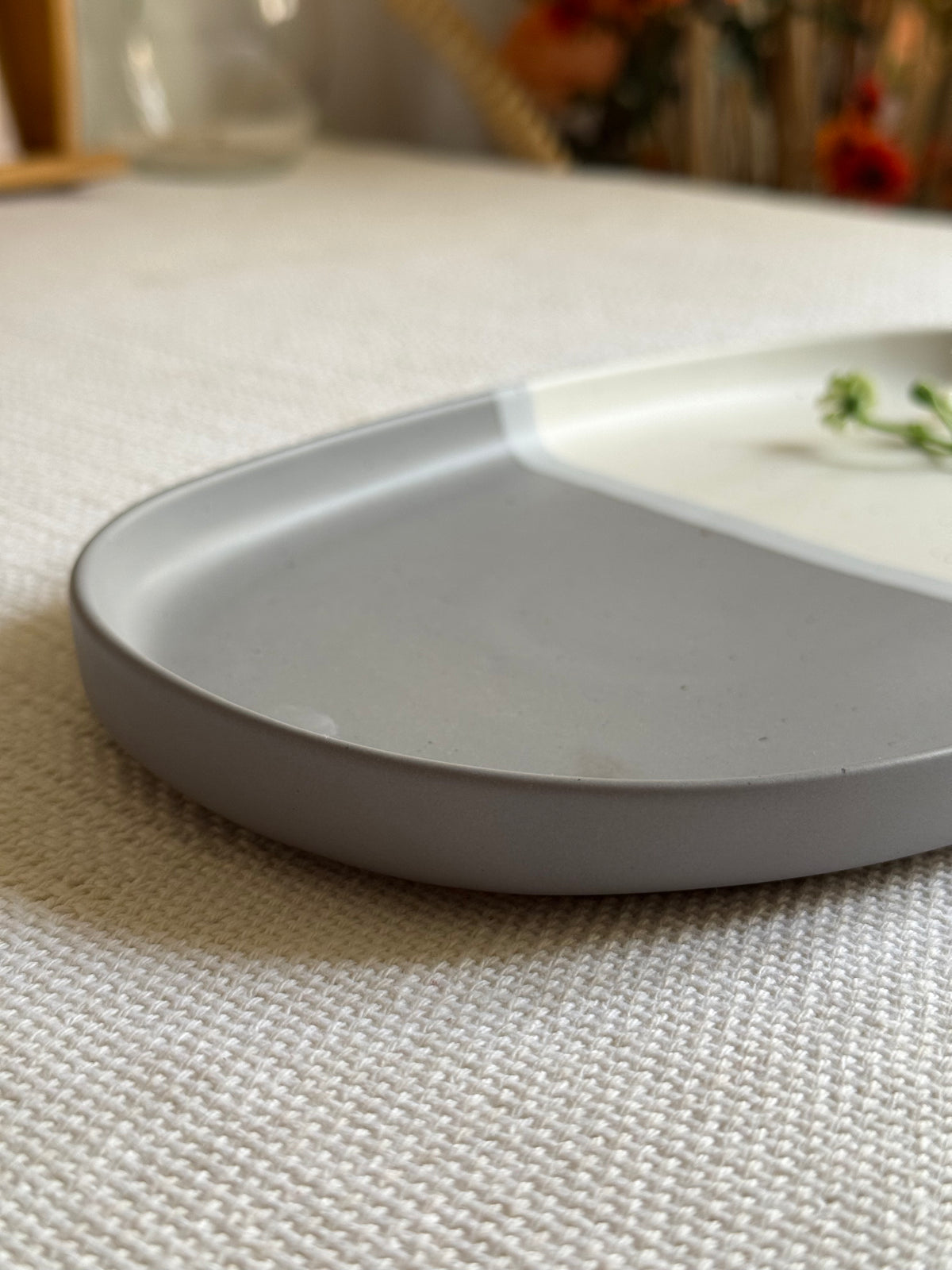 Ashen Pearl Snack Platter — two-tone ash grey & pearl white matte finish | Shape N Style Home