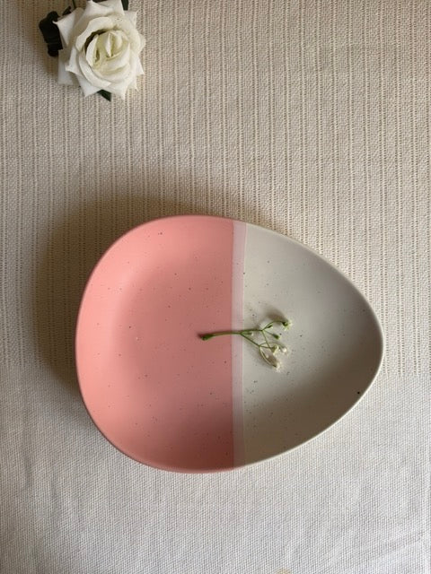 Blush Rose Tri Serving Platter Small — blush pink & ivory matte finish | Shape N Style Home