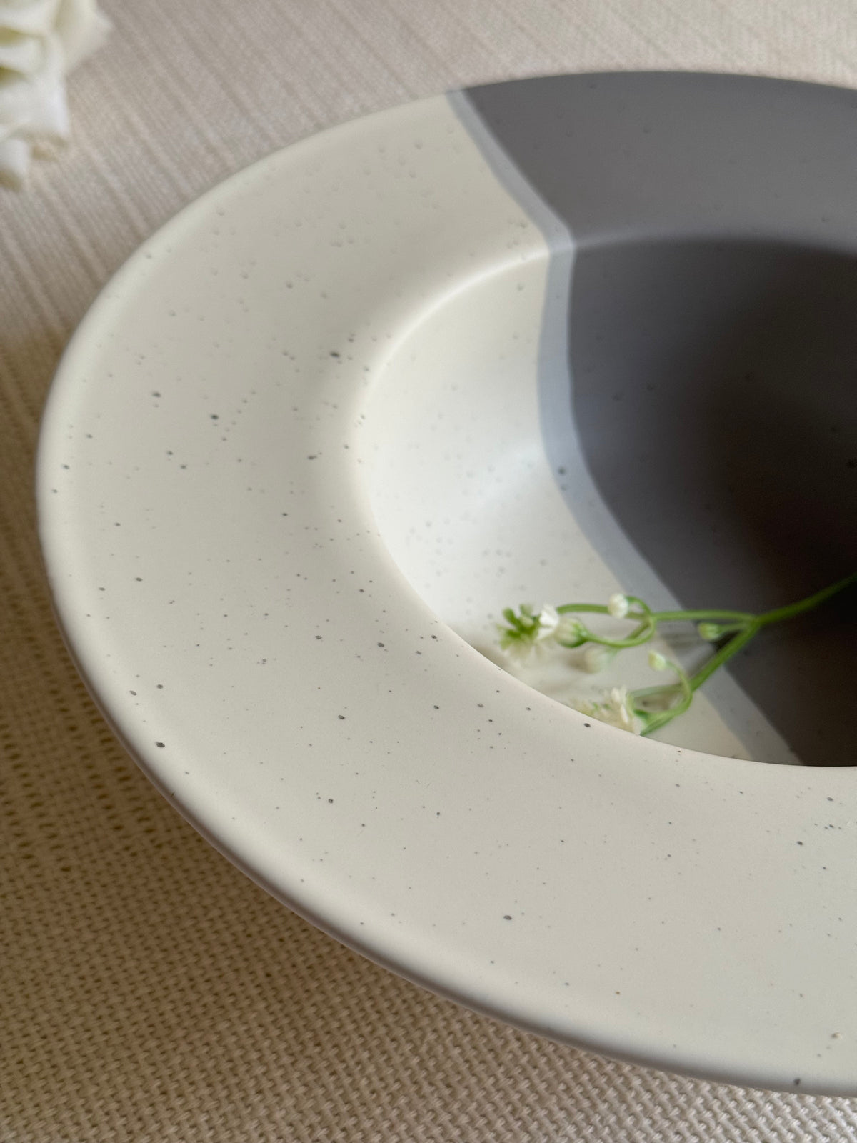 Ashen Pearl Pasta Bowl — two-tone ash grey & pearl white matte finish | Shape N Style Home