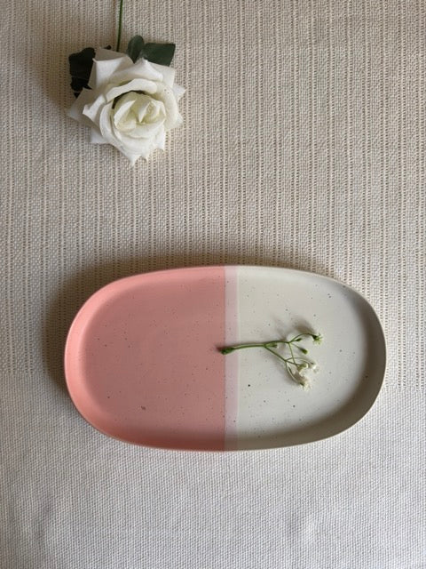 Blush Rose Snack Platter — blush pink & ivory matte finish | Shape N Style Home