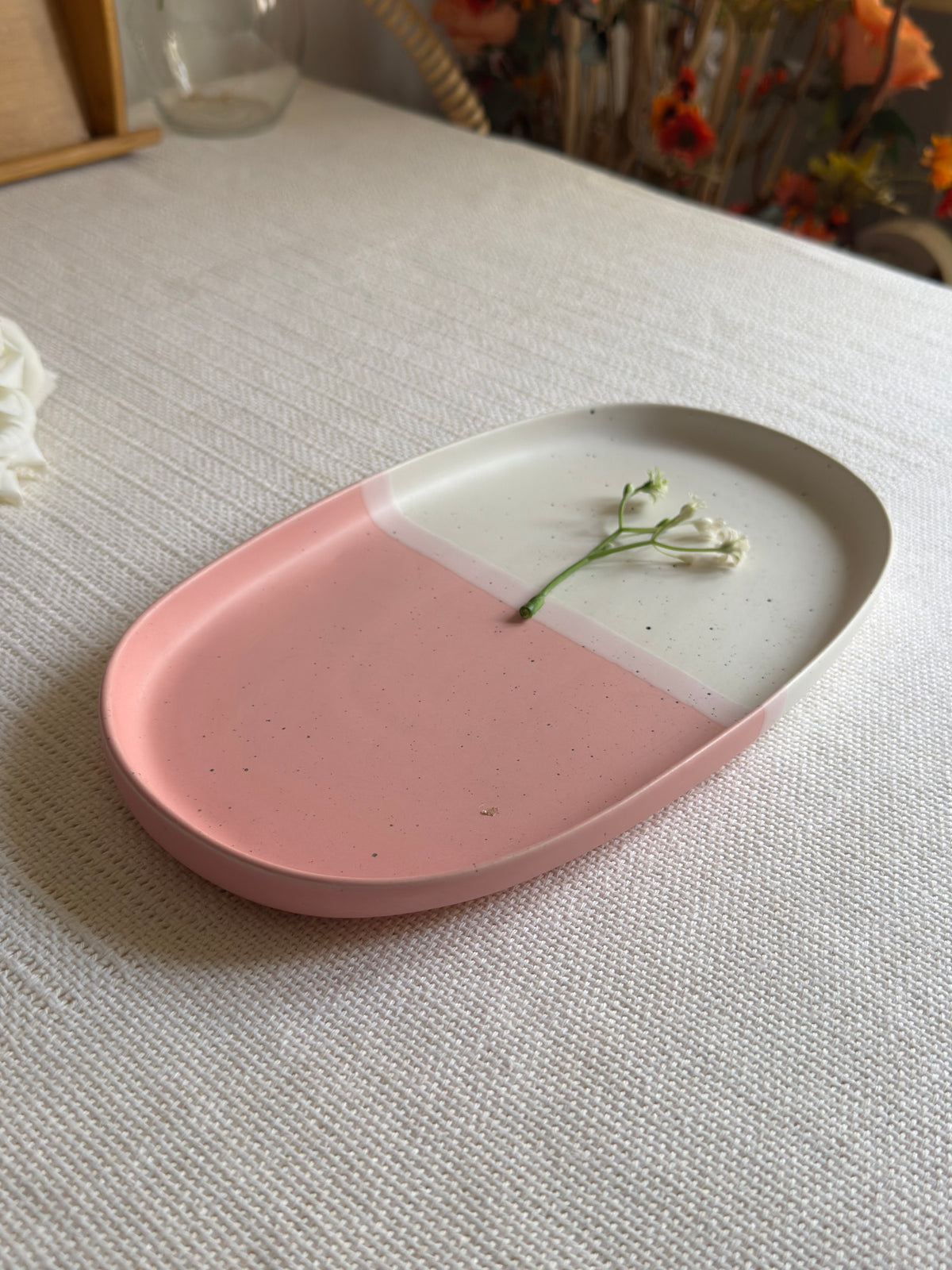 Blush Rose Snack Platter — blush pink & ivory matte finish | Shape N Style Home