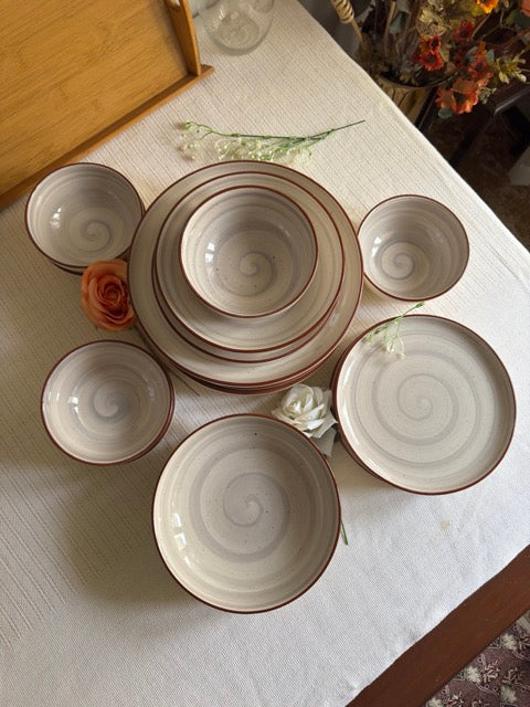 Cloudstone Luxe Dinner Set — reactive glaze finish in soft cloud-grey tones | Shape N Style Home