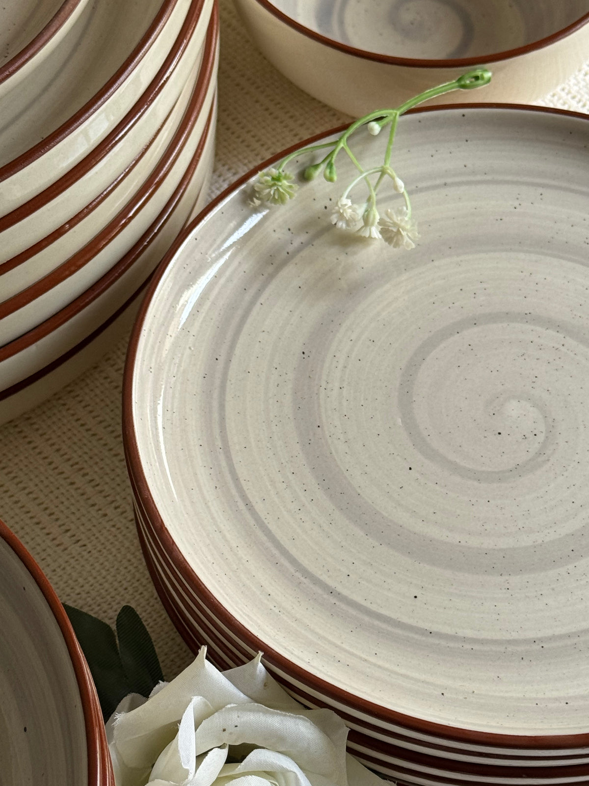 Cloudstone Luxe Dinner Set — reactive glaze finish in soft cloud-grey tones | Shape N Style Home