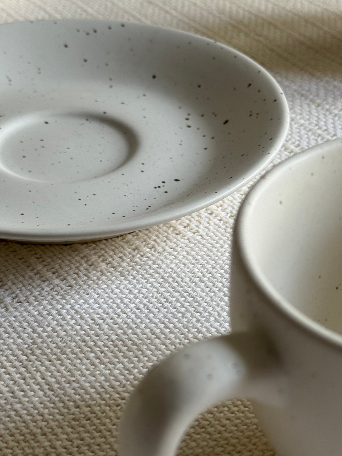 Ivory Speckle Tea Set — matte white finish with black speckled detailing | Shape N Style Home