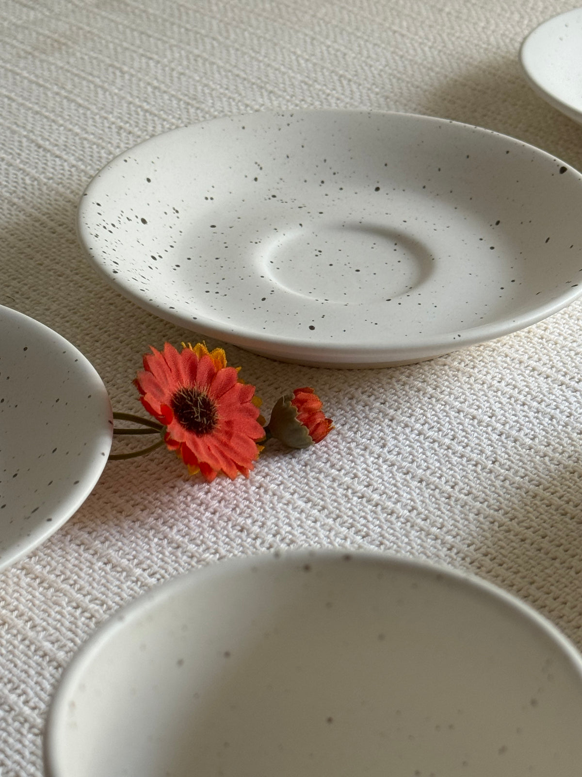 Ivory Speckle Tea Set — matte white finish with black speckled detailing | Shape N Style Home