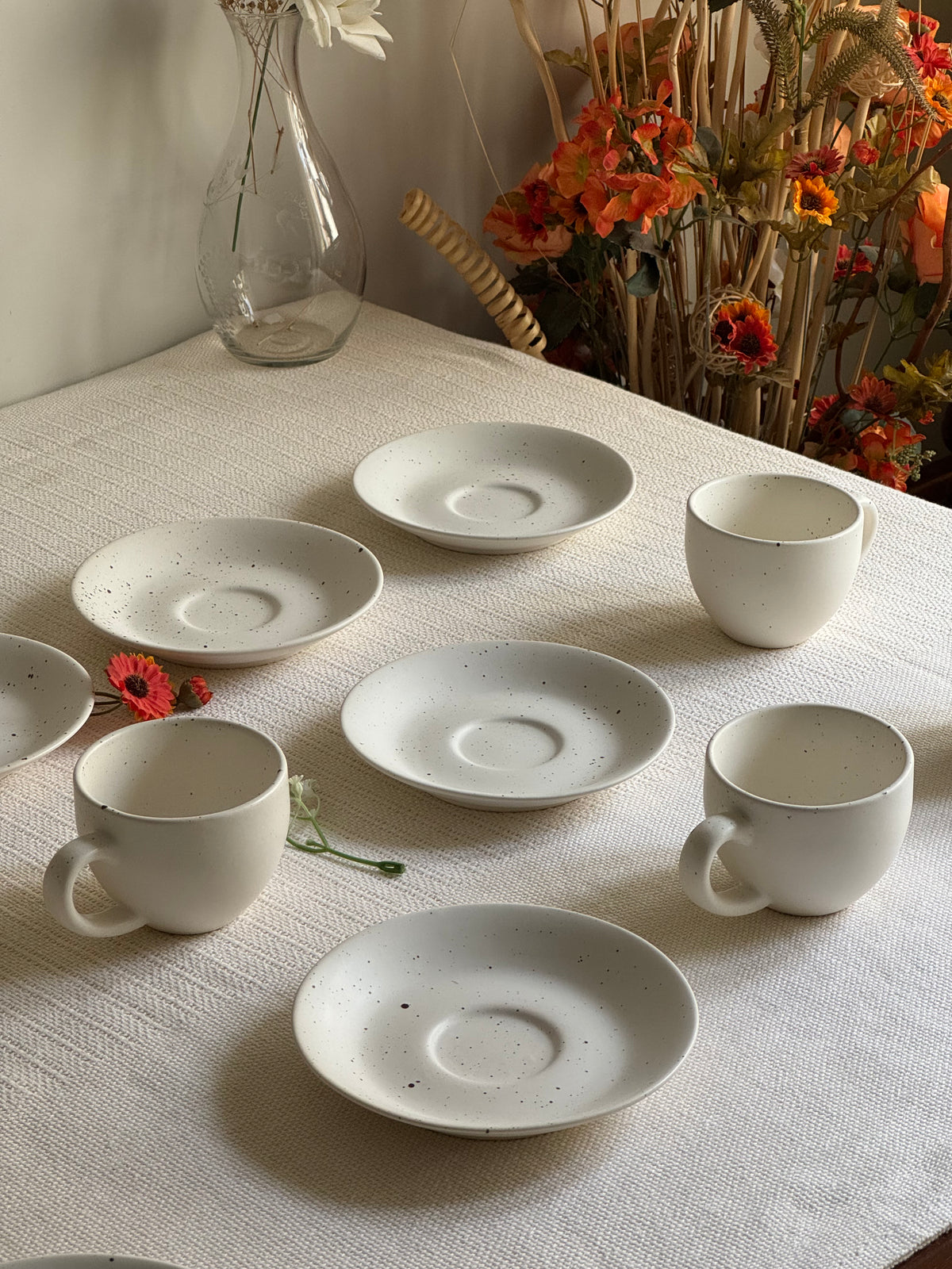 Ivory Speckle Tea Set — matte white finish with black speckled detailing | Shape N Style Home